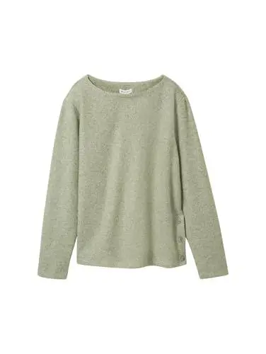 Produktbild: TOM TAILOR Damen Cosy Sweatshirt mit Knöpfen,36510 - Pure sage Melange, XXXL