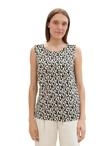 Produktbild: TOM TAILOR Damen Crincle Blusen-Top mit Muster, black small abstract design, L