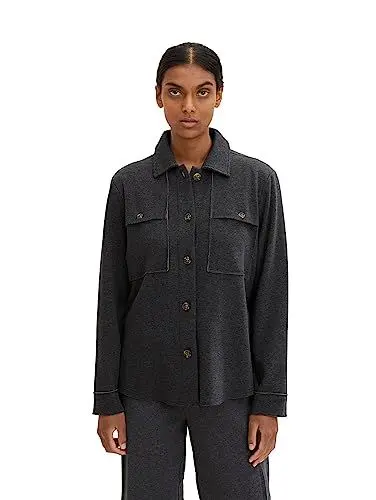 Produktbild: TOM TAILOR Damen Hemdjacke 1034008, 30281 - Evident Anthracite Melange, L