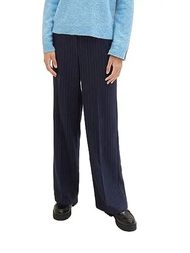 Produktbild: TOM TAILOR Damen Lea Straight Fit Hose mit Nadelstreifen, navy pinstripe, 32/32