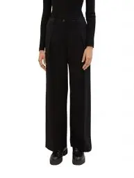 Produktbild: TOM TAILOR Damen Lea Straight Fit Hose mit weitem Bein, 14482 - Deep Black, 32/30