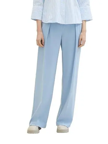 Produktbild: TOM TAILOR Damen Lea Straight Fit Hose mit weitem Bein, 34587 - Light Fjord Blue, 32/32