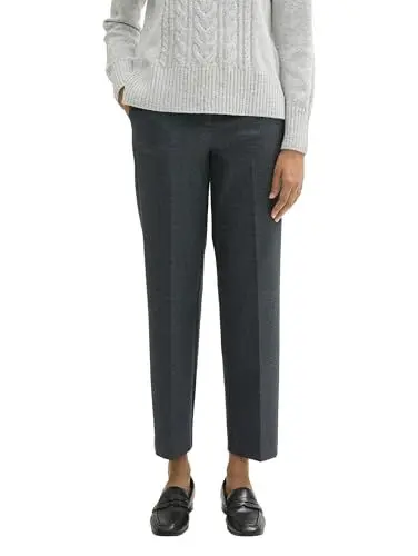 Produktbild: TOM TAILOR Damen Mia Straight Fit Hose mit Bügelfalte, 36608 - Classic Heringbone Strucutre, 38/32