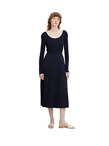 Produktbild: TOM TAILOR Damen Midi Plissee Rock 1032546, 30025 - Navy Midnight Blue, 36