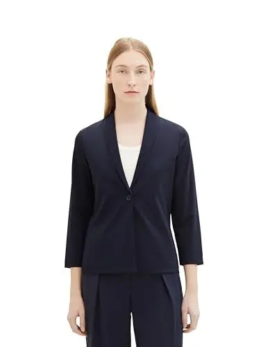 Produktbild: TOM TAILOR Damen Regular Fit Basic Blazer Jacke mit 3/4-Arm, 10668 - Sky Captain Blue, XL