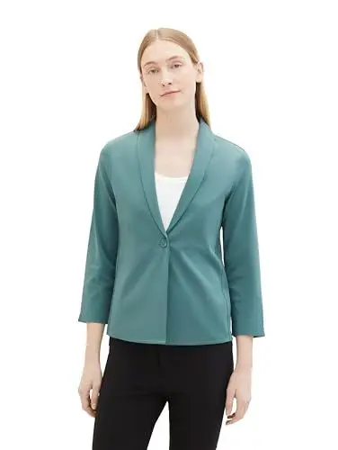 Produktbild: TOM TAILOR Damen Regular Fit Basic Blazer Jacke mit 3/4-Arm, 10697 - Sea Pine Green, XL