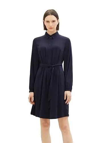 Produktbild: TOM TAILOR Damen Satin Kleid mit Schleifendetail, 10668 - Sky Captain Blue, 40