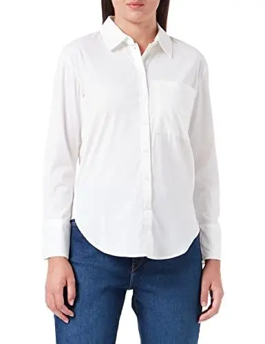 Produktbild: TOM TAILOR Damen Stretch Poplin Bluse mit Brusttasche, 10315 - Whisper White, 42