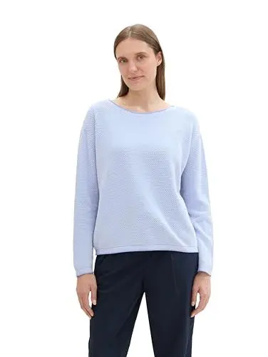 Produktbild: TOM TAILOR Damen Strickpullover aus Bio-Baumwolle, 36353 - Blue Bubble Knit Structure, XXL
