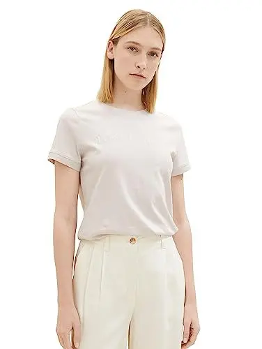 Produktbild: TOM TAILOR Damen T-Shirt mit Logo-Print aus Bio-Baumwolle