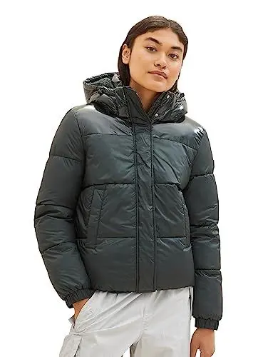 Produktbild: TOM TAILOR Denim Damen 1037590 Puffer Steppjacke mit Kapuze, 21525-huntsman Green, XL