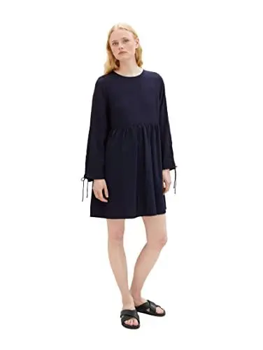 Produktbild: TOM TAILOR Denim Damen 1038142 Mini-Kleid mit Schnürung, 10668-sky Captain Blue, XXL