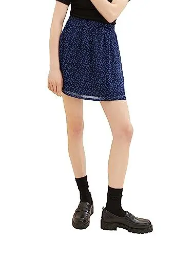 Produktbild: TOM TAILOR Denim Damen 1038304 Mini-Rock mit Blumenmuster, 32411-navy Blue Flower Print, XXL