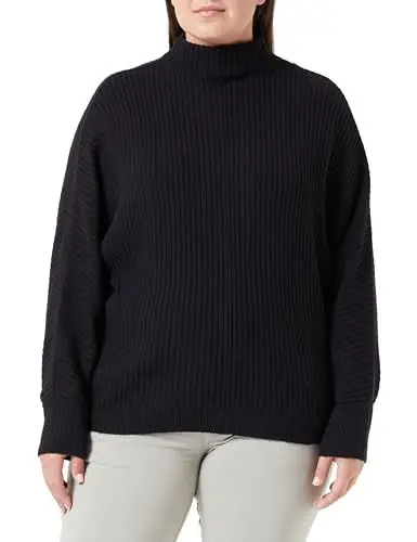 Produktbild: TOM TAILOR Denim Damen 1039765 Relaxed Fit Pullover mit Stehkragen, 14482-deep Black, XL