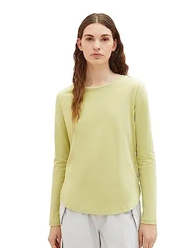 Produktbild: TOM TAILOR Denim Damen 1039796 Basic Langarmshirt, 32256-dusty pear Green, L