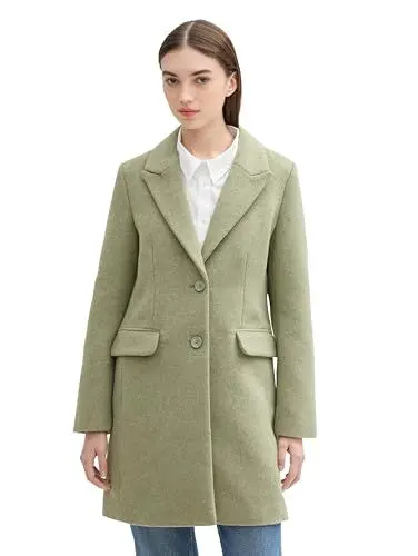 Produktbild: TOM TAILOR Denim Damen 1042882 Mantel mit Reverkragen, 35920-Greyish Green Melange, L