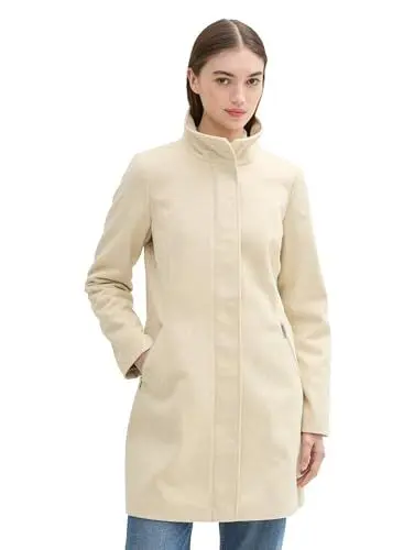 Produktbild: TOM TAILOR Denim Damen 1042883 Mantel mit Stehkragen, 35876-Beige Herringbone, S
