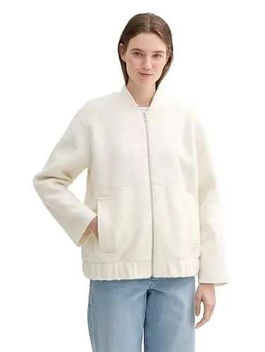 Produktbild: TOM TAILOR Denim Damen 1043678 Loose Fit Bomber Blazer-Jacke, 35880-Light Creme Beige Boucle, 36