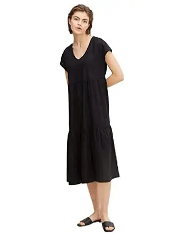 Produktbild: TOM TAILOR Denim Damen Leinenkleid 1031352, 14482 - Deep Black, XS