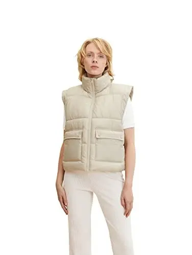 Produktbild: TOM TAILOR Denim Damen Puffer Weste 1033558, 30026 - Cloud Grey, XXL