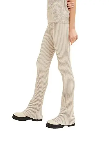 Produktbild: TOM TAILOR Denim Damen Schlaghose mit Rippstruktur 1034540, 30026 - Cloud Grey, S