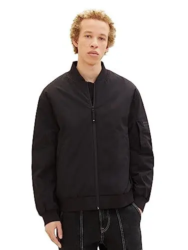 Produktbild: TOM TAILOR Denim Herren 1037382 College Bomberjacke mit wasserabweisender Funktion, 29999-Black, M