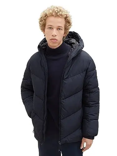 Produktbild: TOM TAILOR Denim Herren 1037386 Puffer-Jacke mit Kapuze, 10668-sky Captain Blue, S