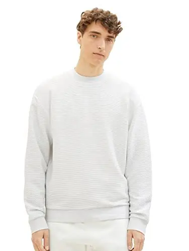 Produktbild: TOM TAILOR Denim Herren 1037599 Crewneck Ottoman Sweatshirt, 32244-foggy Dawn, L