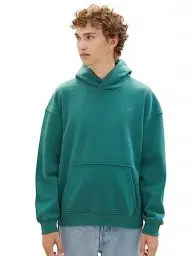 Produktbild: TOM TAILOR Denim Herren 1037623 Relaxed Fit Hoodie mit Logo-Print, 10778-Hunter Green, XXL