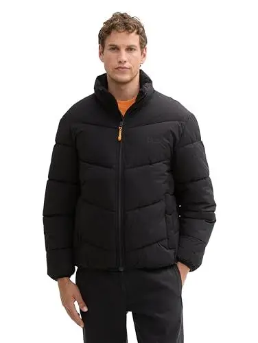 Produktbild: TOM TAILOR Denim Herren 1041776 Relaxed Fit Puffer Winter-Jacke mit Stehkragen, 29999-Black, M