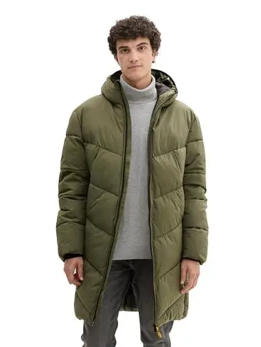 Produktbild: TOM TAILOR Denim Herren 1041777 Winter Puffer-Parka mit Kapuze, 23802-Urban Olive Green, S