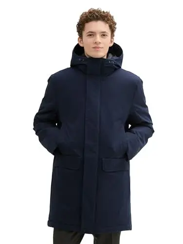 Produktbild: TOM TAILOR Denim Herren 1043834 Technical Wintermantel mit Kapuze, 10668-Sky Captain Blue, XXL