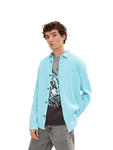Produktbild: TOM TAILOR Denim Herren Basic Hemd mit Brusttaschen 1033730, 31013 - Antigua Blue, XL