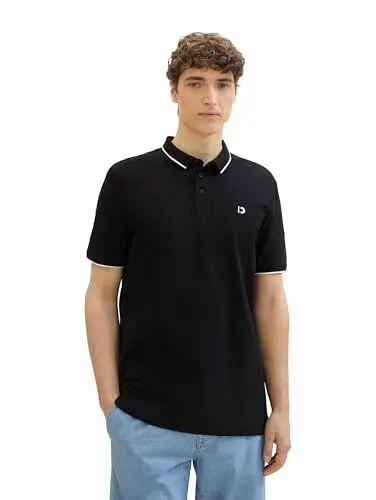 Produktbild: TOM TAILOR Denim Herren Basic Piqué Poloshirt, Black, L