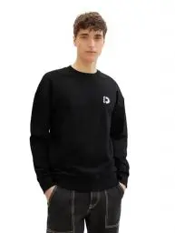 Produktbild: TOM TAILOR Denim Herren Crewneck Sweatshirt mit Rückenprint, Black, S