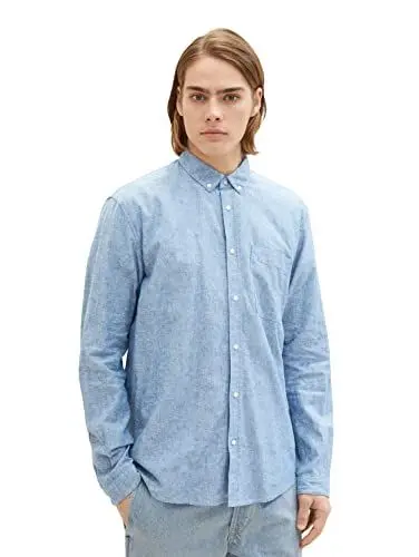 Produktbild: TOM TAILOR Denim Herren Hemd 1034922, 26507 - Helsinki Night Blue Chambray, M