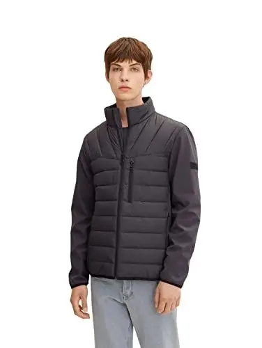 Produktbild: TOM TAILOR Denim Herren Hybrid Steppjacke 1031781, 29476 - Coal Grey, XXL