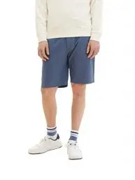 Produktbild: TOM TAILOR Denim Herren Regular Fit Chino Bermuda Shorts mit Stretch 31053 - Navy Blue White Yarn Dye S