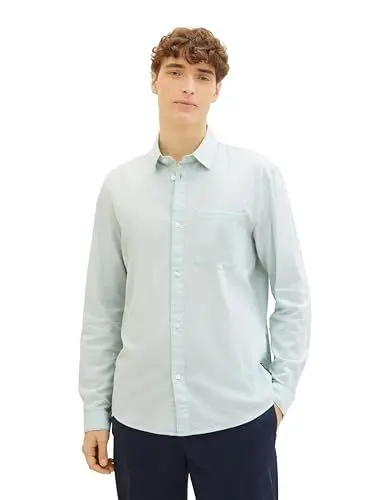 Produktbild: TOM TAILOR Denim Herren Regular Fit Oxford Hemd , dusty mint blue chambray, XXL