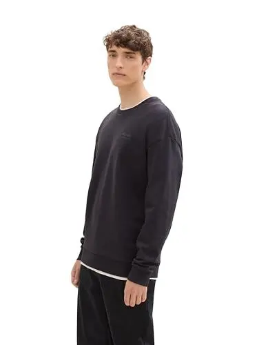 Produktbild: TOM TAILOR Denim Herren Relaxed Fit Sweater Pullover mit Rundhalsausschnitt,29476 - Coal Grey, L