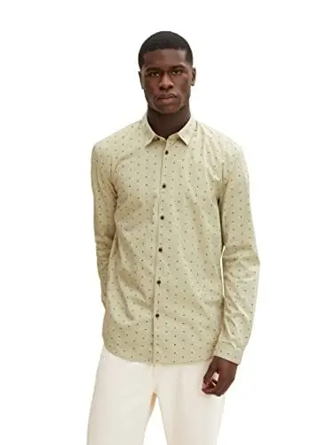 Produktbild: TOM TAILOR Denim Herren Slim Fit Hemd mit Print 1029831, 29421 - Olive Abstract Flower Print, XL