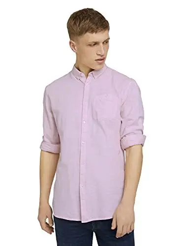 Produktbild: TOM TAILOR Denim Herren Strukturiertes Hemd 1025484, 26862 - Rost Orange Twisted Yarn Dobby, L