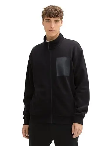 Produktbild: TOM TAILOR Denim Herren Sweatjacke mit Stehkragen, 29999 - Black, M