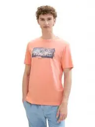 Produktbild: TOM TAILOR Denim Herren T-Shirt mit Foto-Print, 21237 - Clear Coral, L