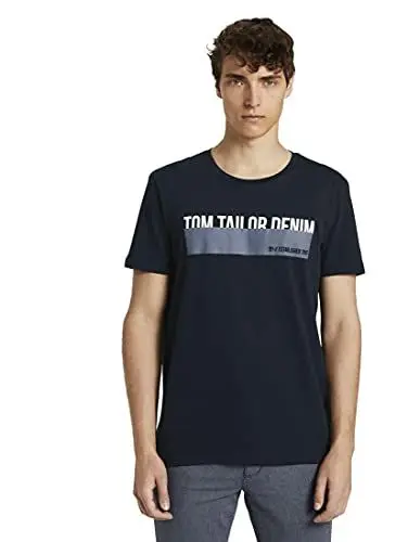 Produktbild: TOM TAILOR Denim Herren T-Shirt mit Print 1016303, 10668 - Sky Captain Blue, S
