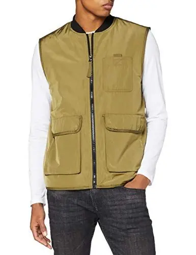 Produktbild: TOM TAILOR Denim Herren Utility Weste mit Reißverschluss 1020235, 11279 - Dry Greyish Olive, S