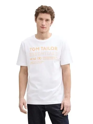 Produktbild: TOM TAILOR Denim Relaxed T-Shirt mit Foto-Print, Off White, XL