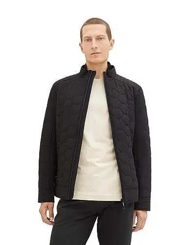 Produktbild: TOM TAILOR Herren 1037334 Steppjacke mit Stehkrgen im Biker-Style, 29999-Black, L