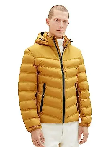 Produktbild: TOM TAILOR Herren 1037341 Hybrid Steppjacke mit Abnehmbarer Kapuze, 10533-golden Fall, L