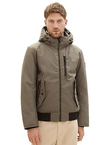 Produktbild: TOM TAILOR Herren 1037343 Blouson Winterjacke mit Abnehmbarer Kapuze, 32097-smokey Olive Green, XL